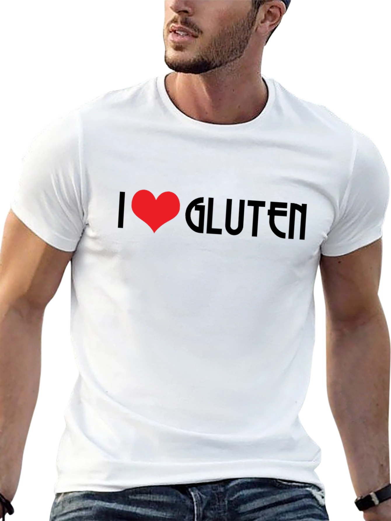 I Heart Gluten Black T-Shirt Novelty Graphic Tee