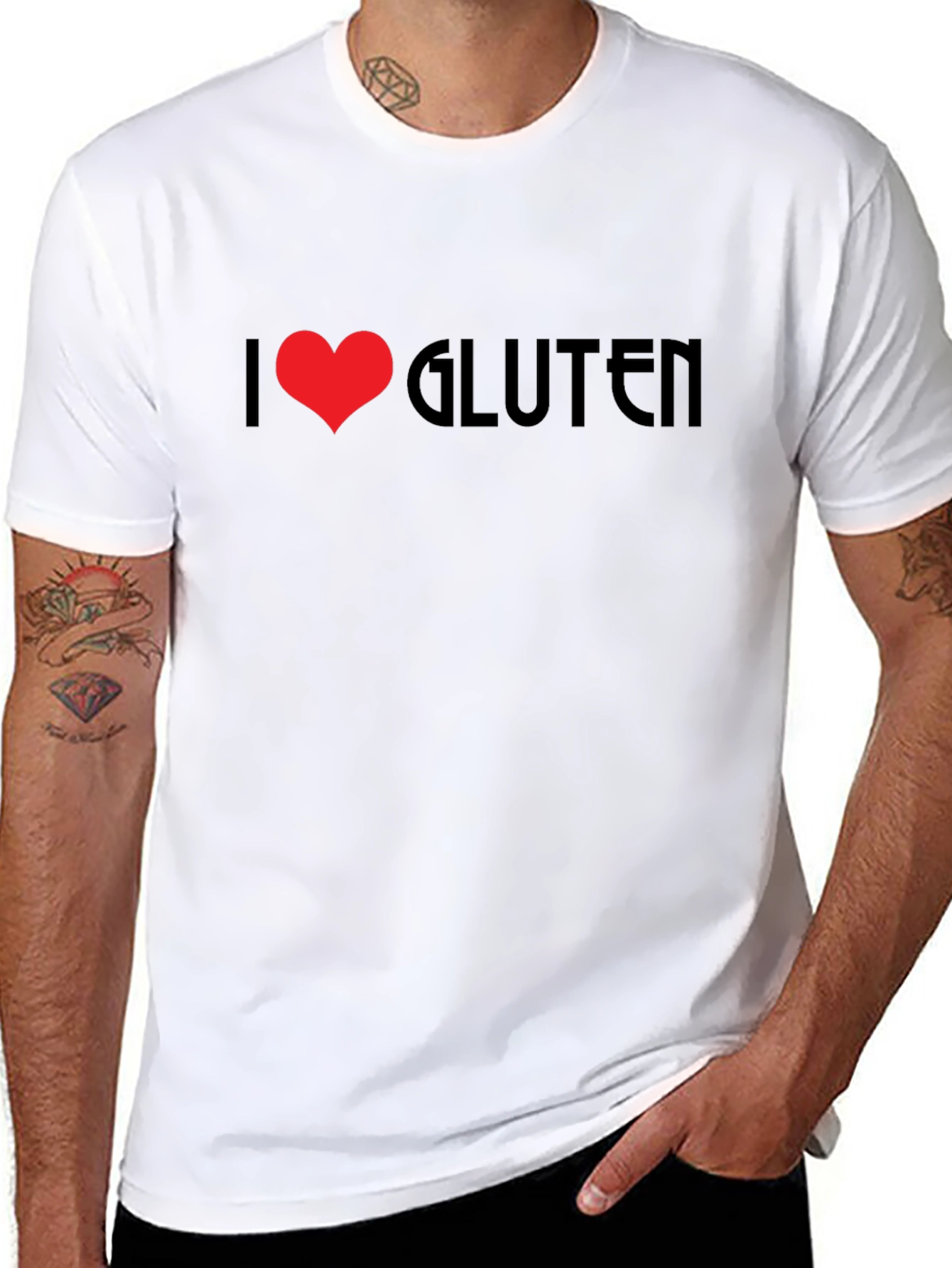 I Heart Gluten Black T-Shirt Novelty Graphic Tee