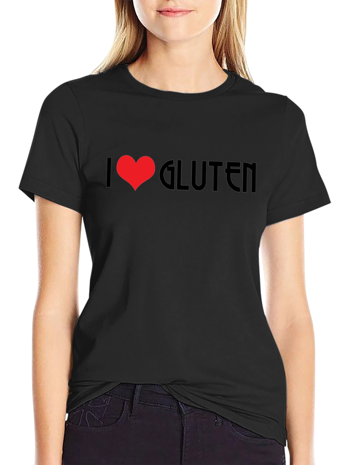 I Heart Gluten Black T-Shirt Novelty Graphic Tee