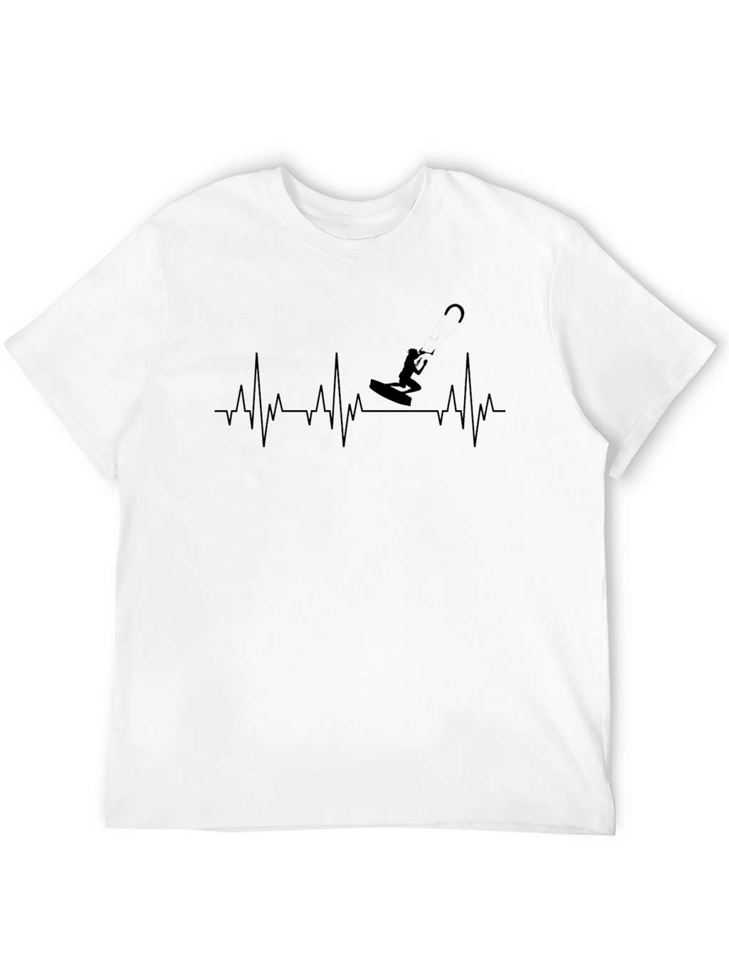 Kitesurfing Heartbeat T-Shirt - Black Graphic Tee