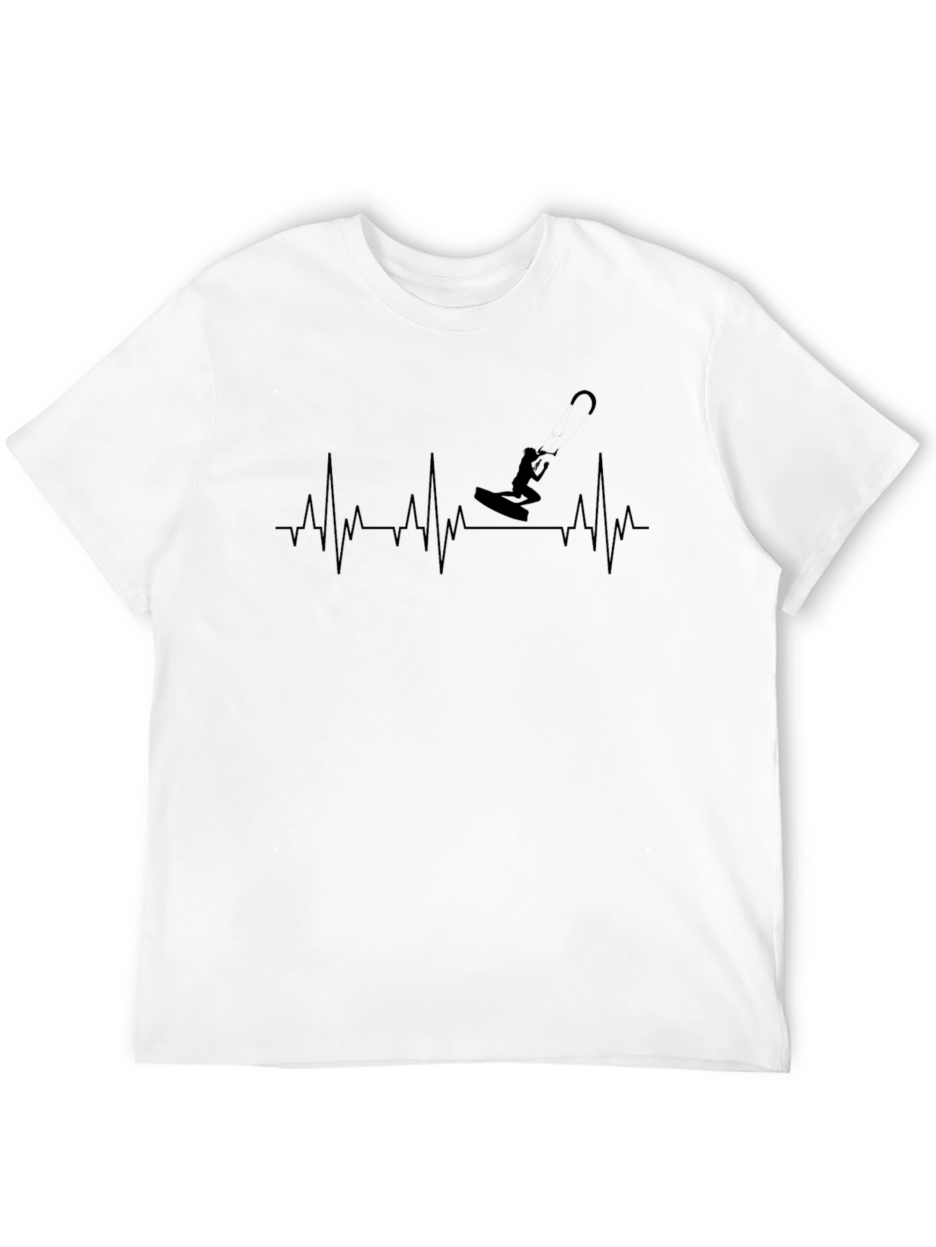 Kitesurfing Heartbeat T-Shirt - Black Graphic Tee