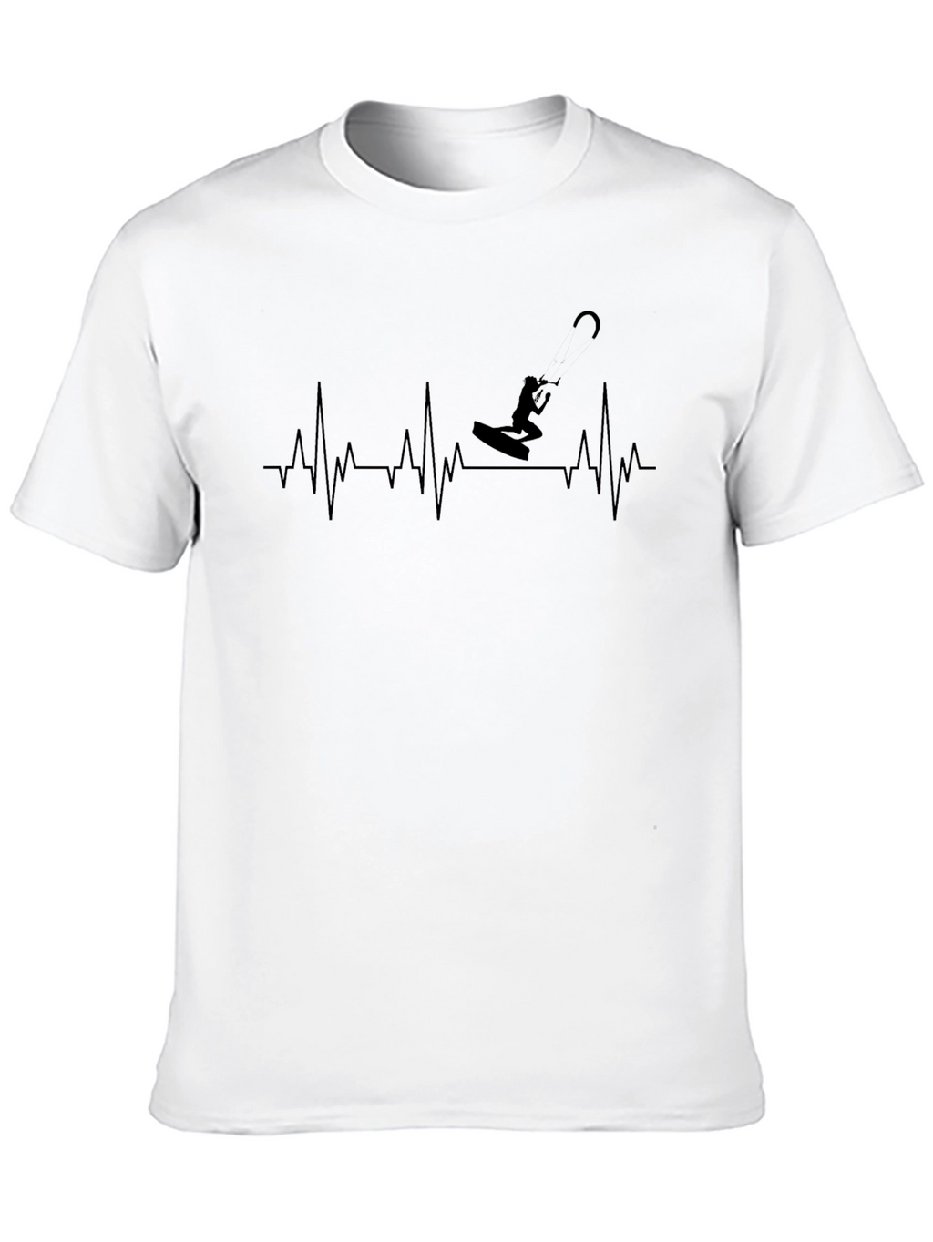 Kitesurfing Heartbeat T-Shirt - Black Graphic Tee
