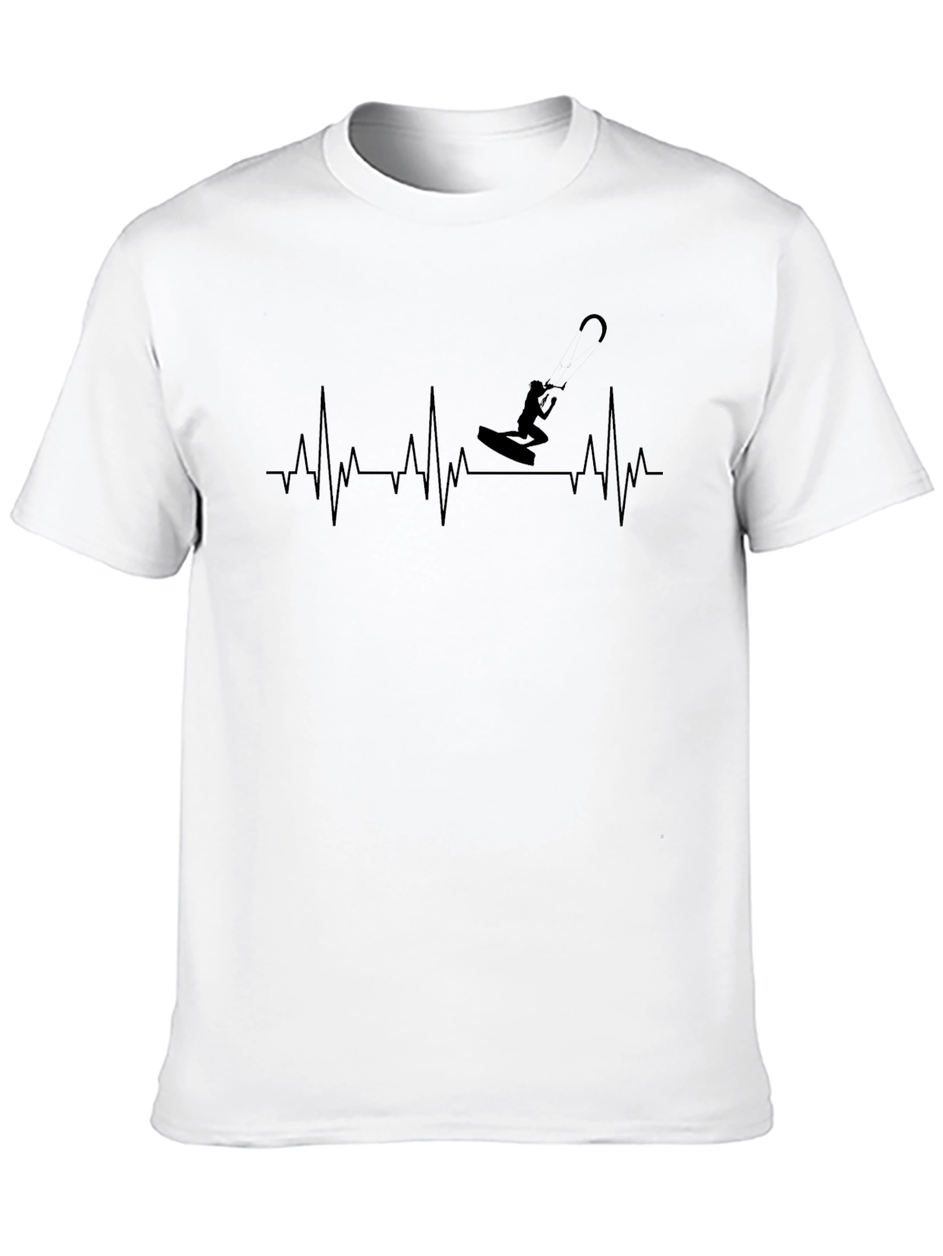 Kitesurfing Heartbeat T-Shirt - Black Graphic Tee