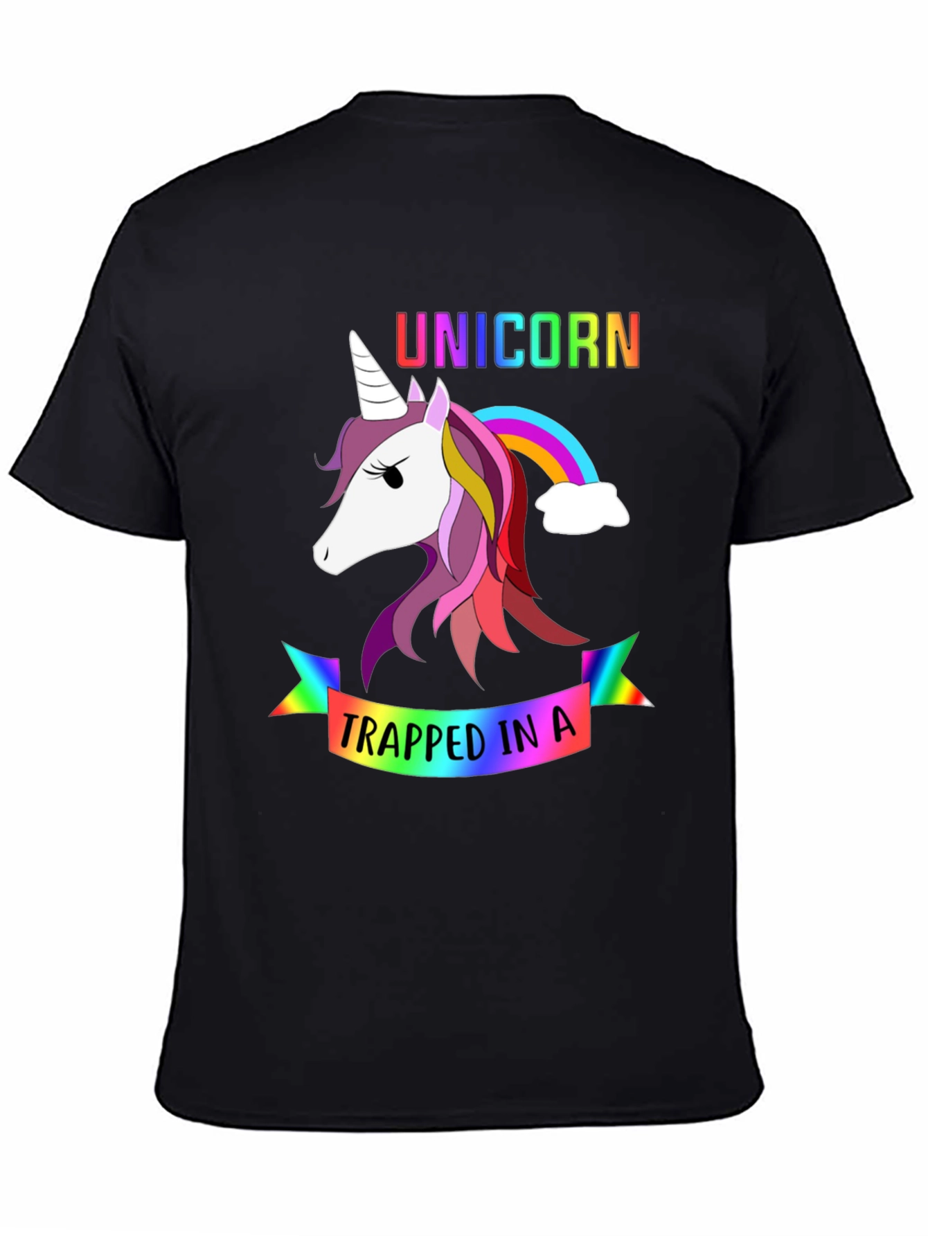 Unicorn Trapped Rainbow Graphic T-Shirt