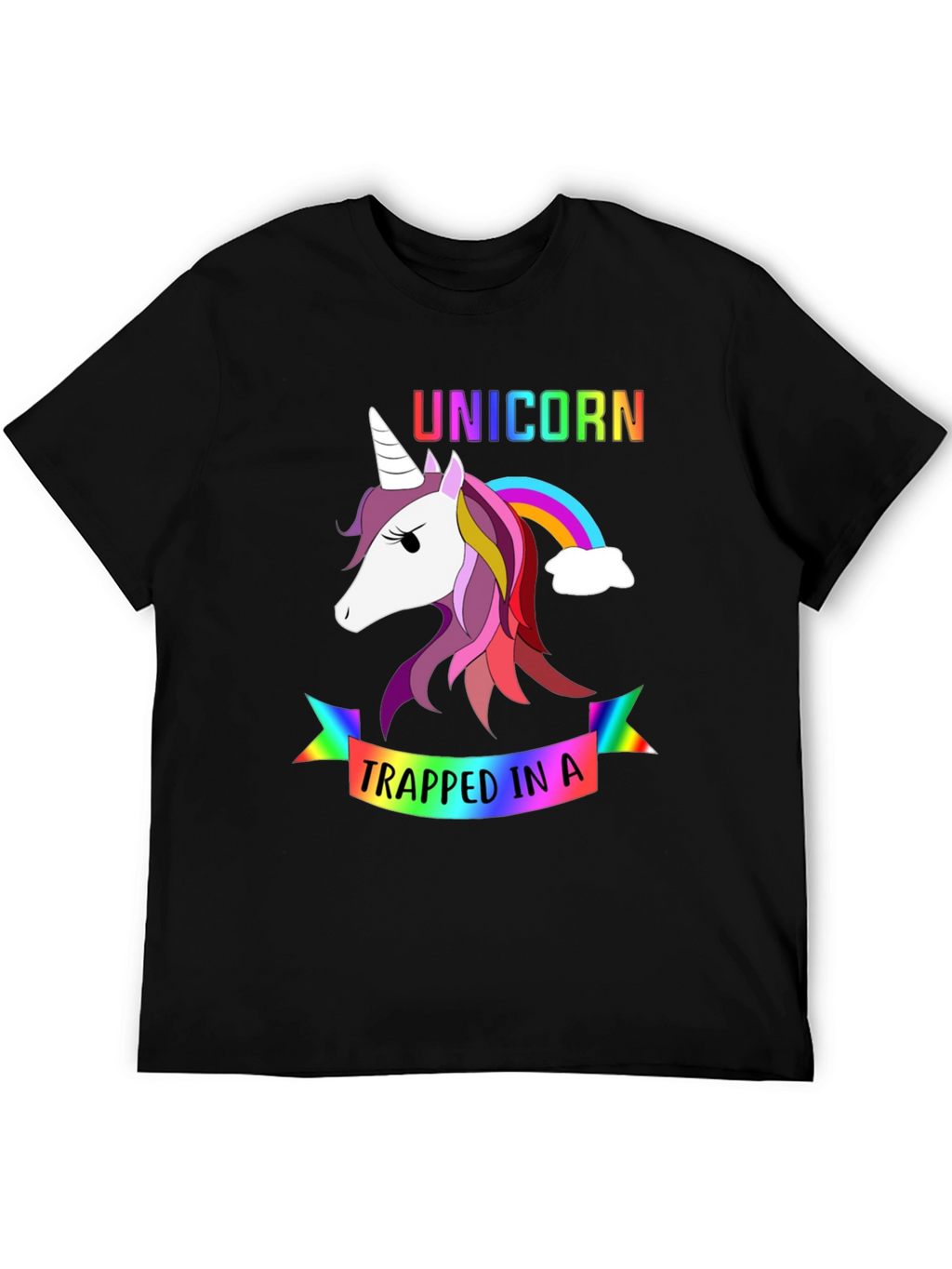 Unicorn Trapped Rainbow Graphic T-Shirt