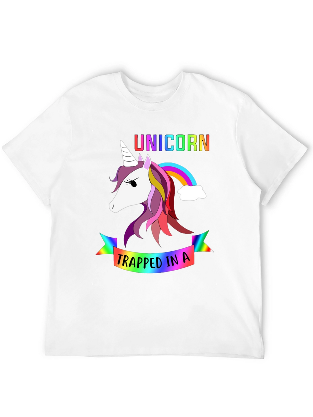 Unicorn Trapped Rainbow Graphic T-Shirt