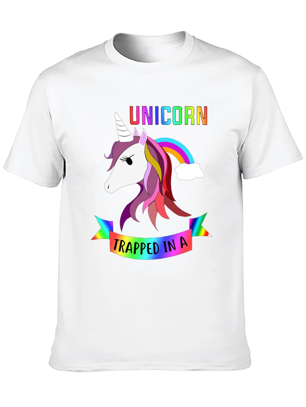 Unicorn Trapped Rainbow Graphic T-Shirt