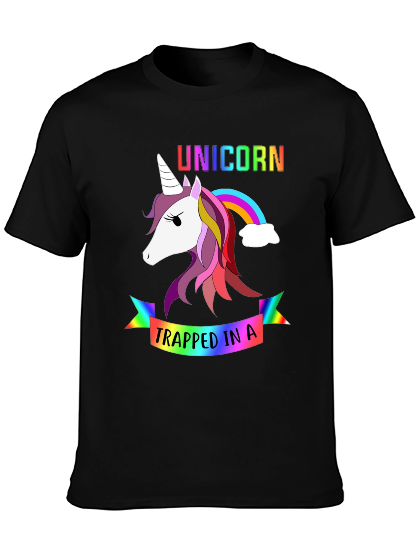 Unicorn Trapped Rainbow Graphic T-Shirt