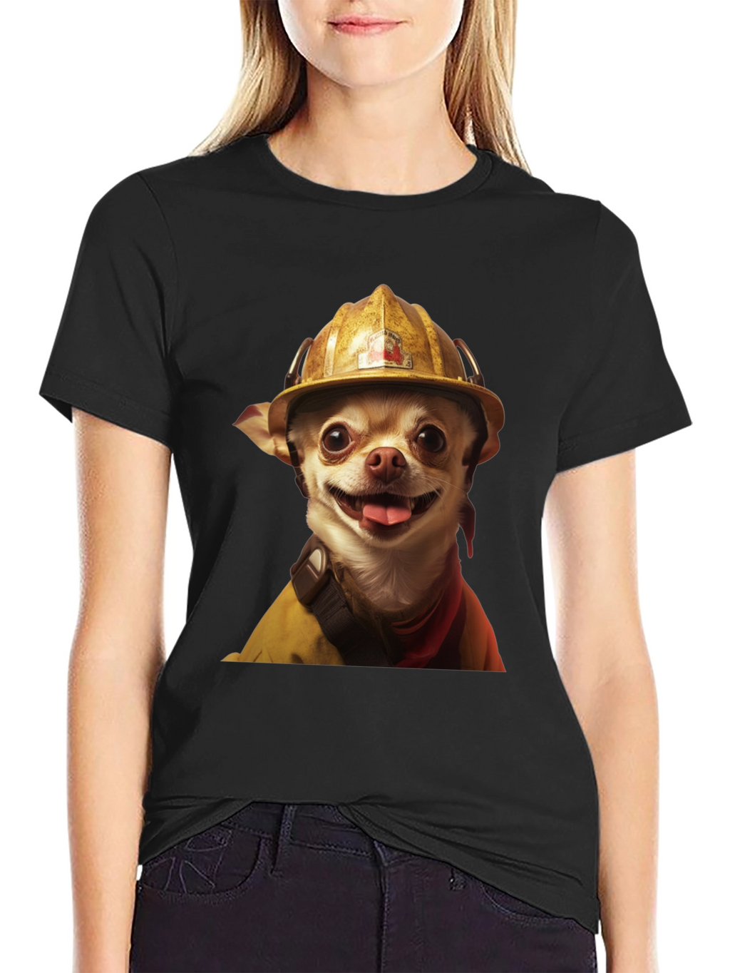Dog Firefighter T-Shirt - Novelty Pet Lover Tee