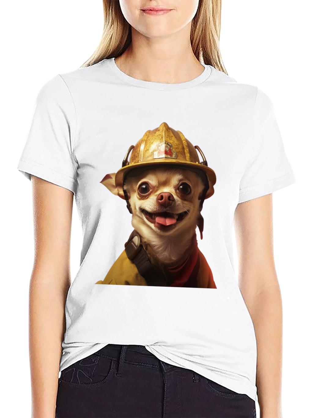 Dog Firefighter T-Shirt - Novelty Pet Lover Tee