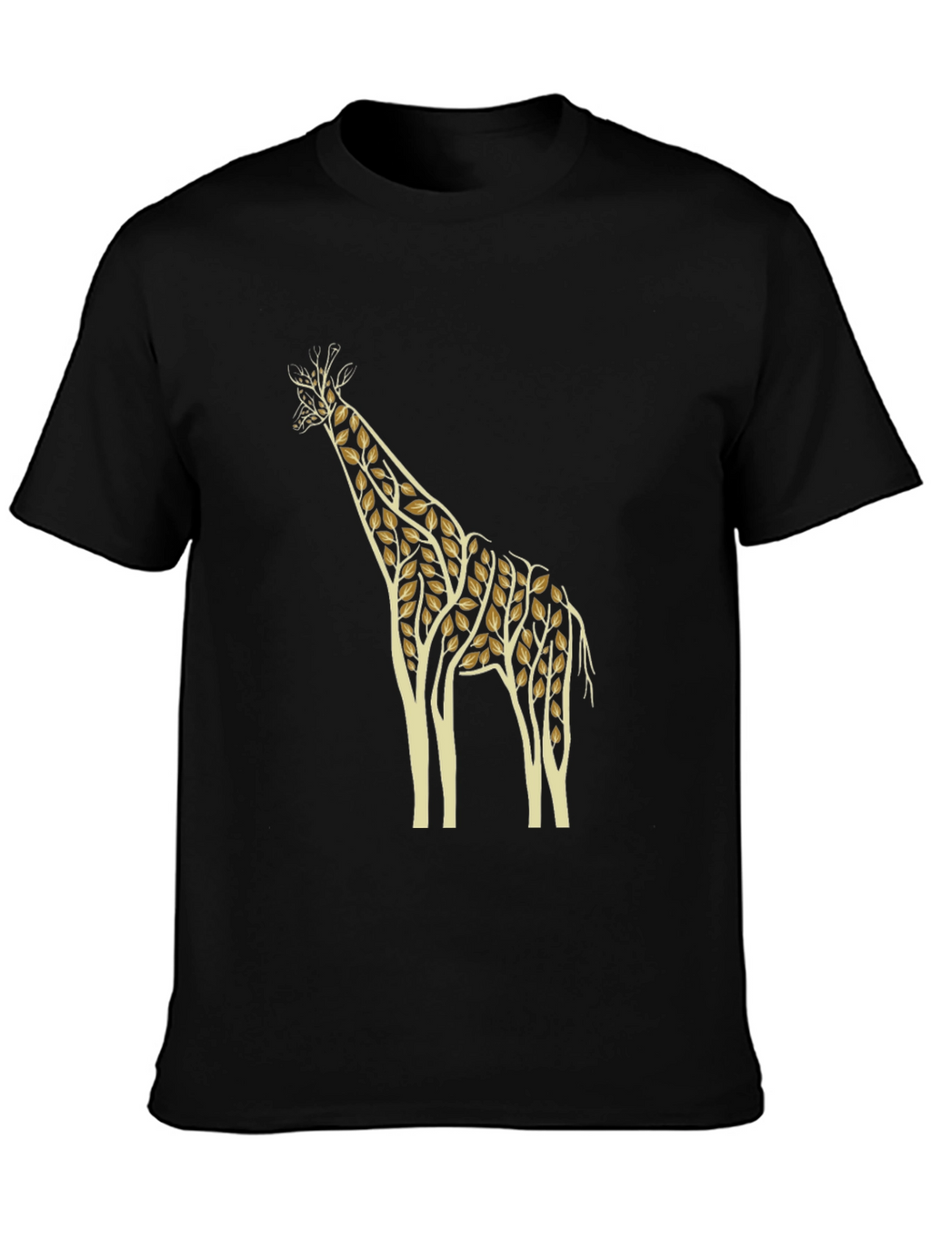 Nature Giraffe Graphic Tee - Black Cotton T-Shirt
