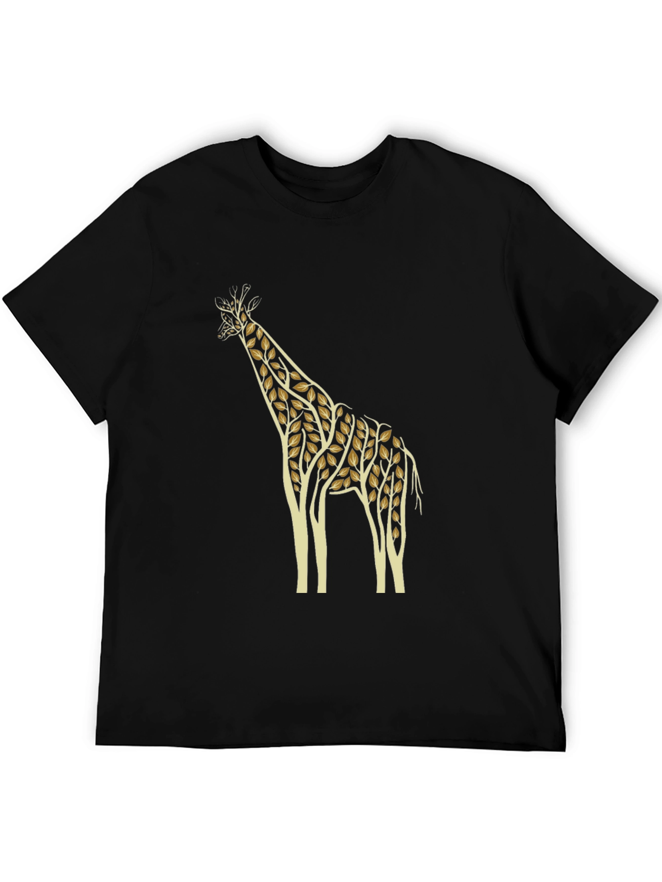 Nature Giraffe Graphic Tee - Black Cotton T-Shirt
