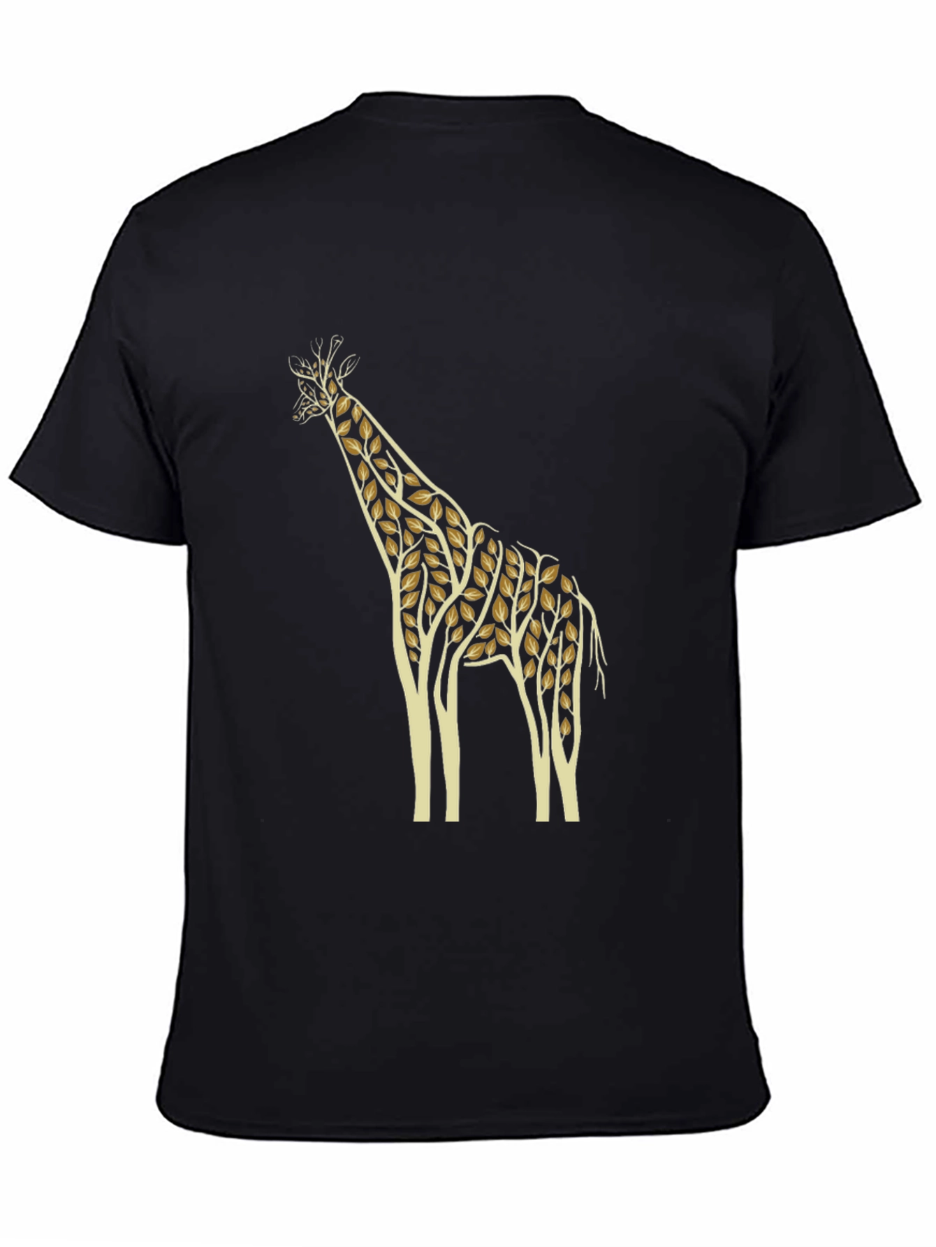 Nature Giraffe Graphic Tee - Black Cotton T-Shirt