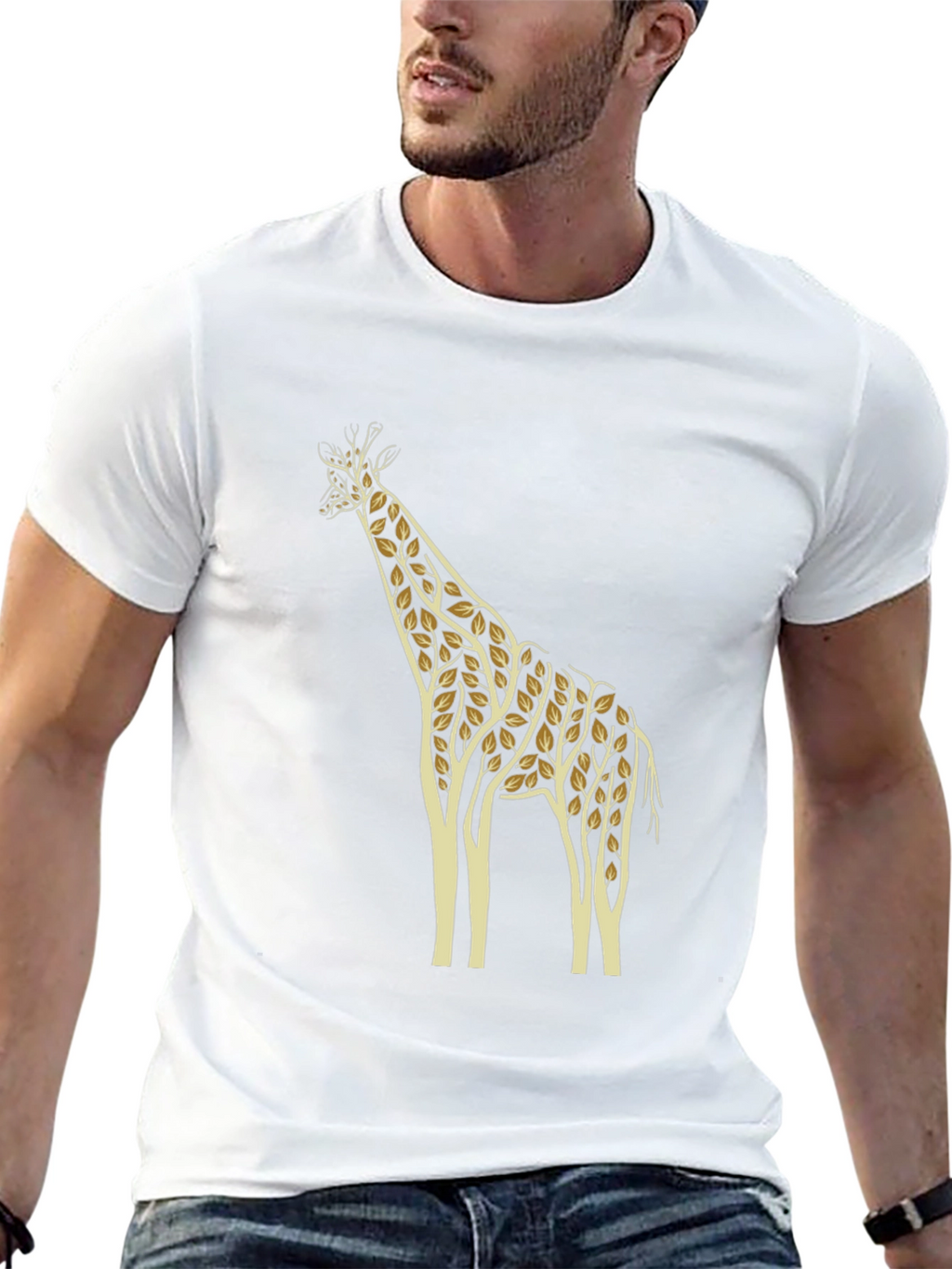 Nature Giraffe Graphic Tee - Black Cotton T-Shirt