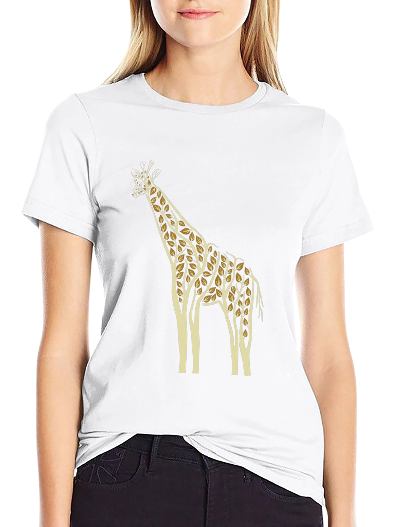 Nature Giraffe Graphic Tee - Black Cotton T-Shirt