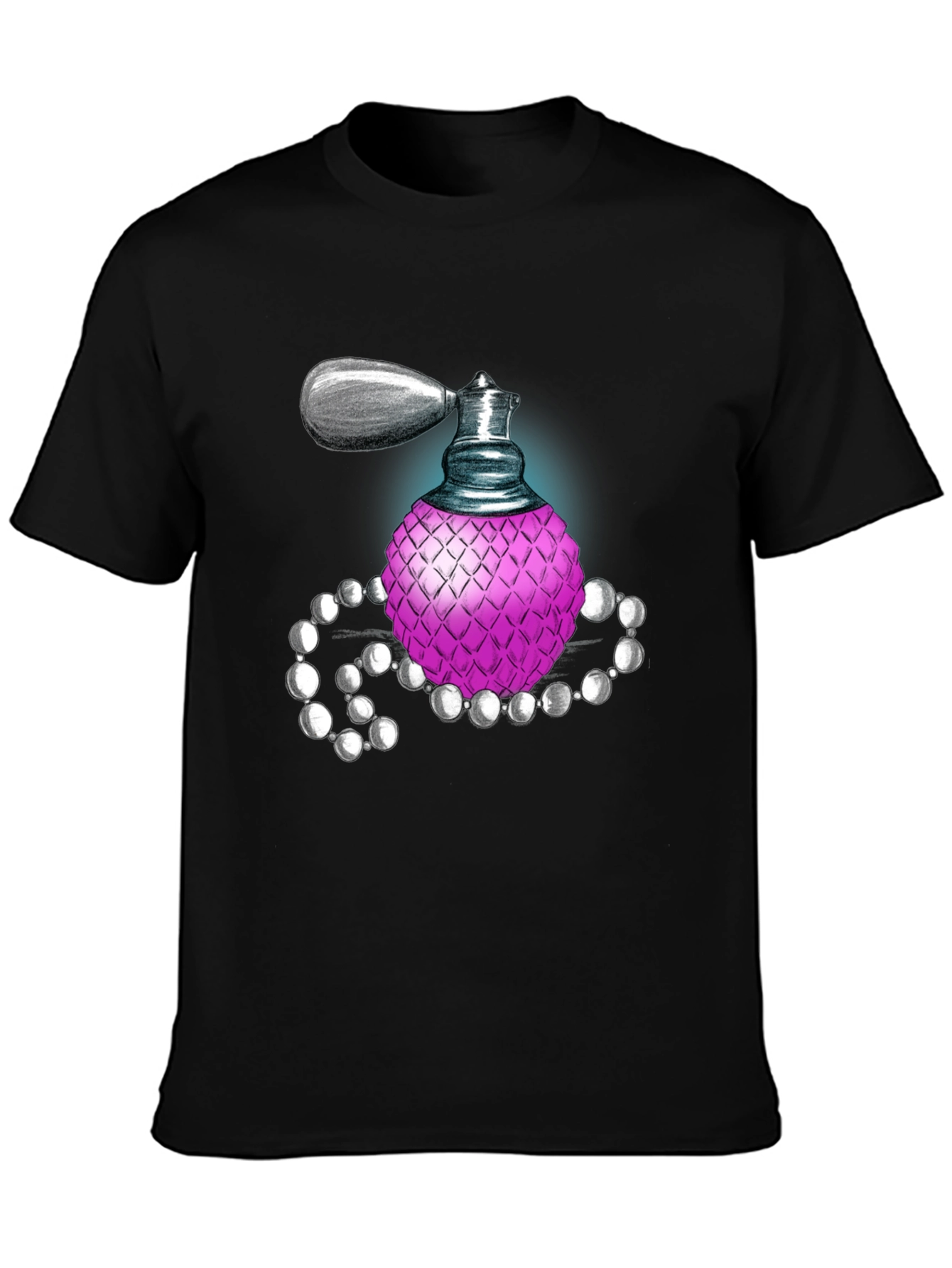 Perfume Bottle Graphic Tee - Black Cotton Blend