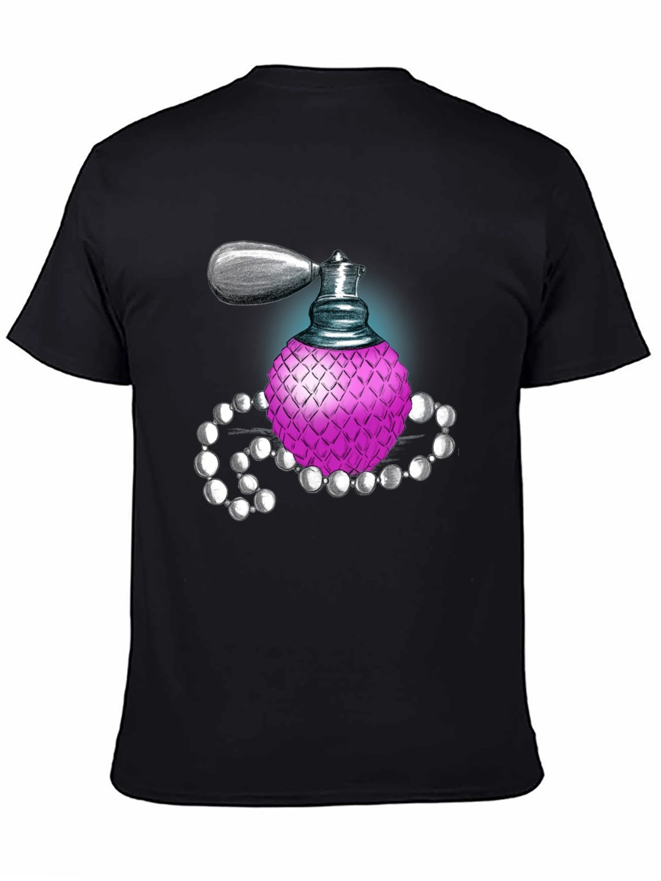 Perfume Bottle Graphic Tee - Black Cotton Blend