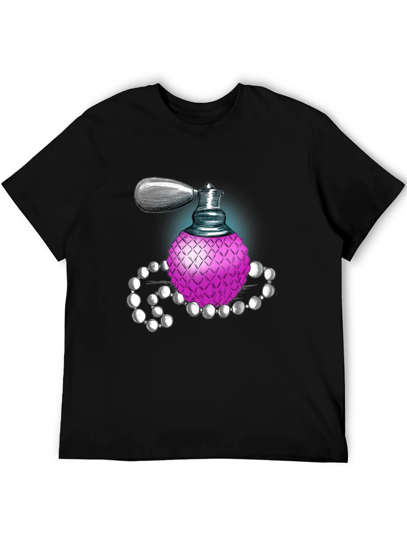 Perfume Bottle Graphic Tee - Black Cotton Blend