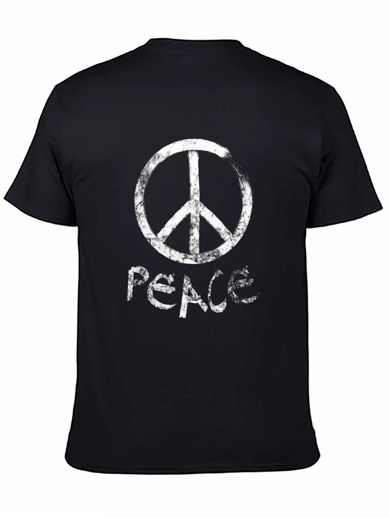 Peace Symbol T-Shirt - Black - Distressed Print