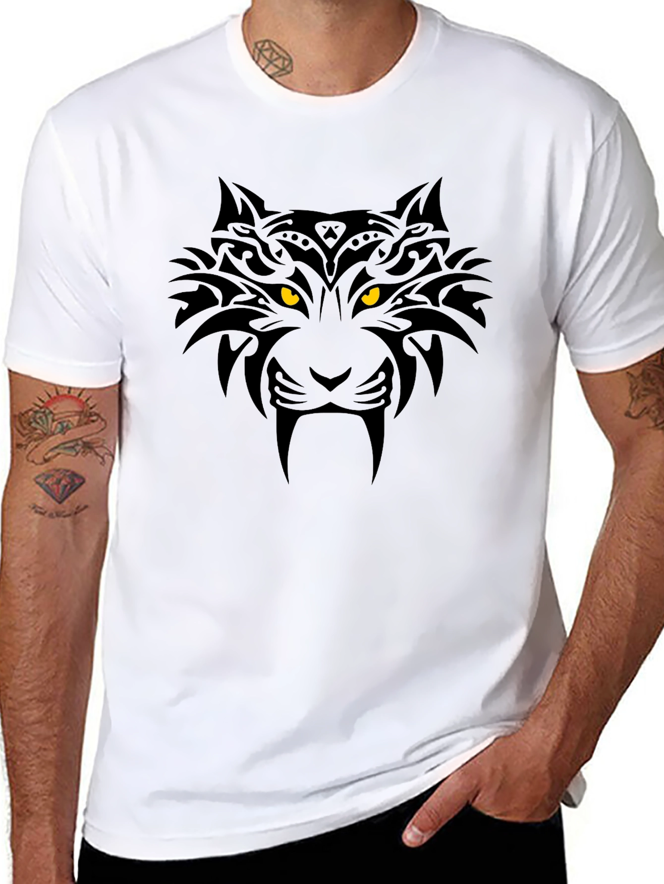 Tribal Tiger Graphic Black T-Shirt