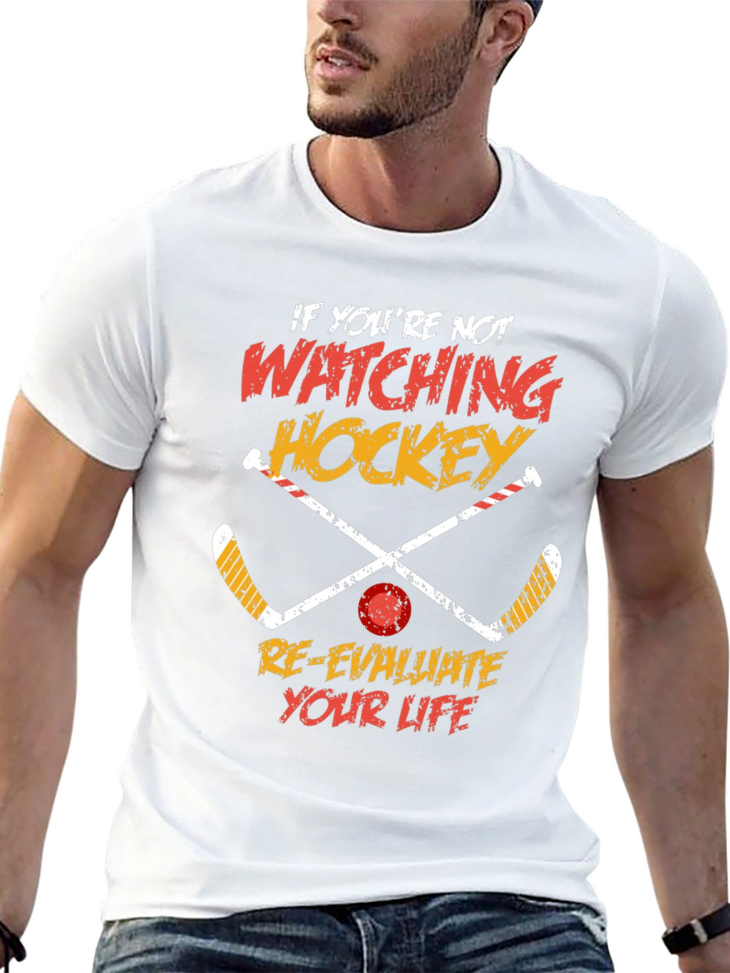 Hockey Fan T-Shirt - Re-Evaluate Your Life