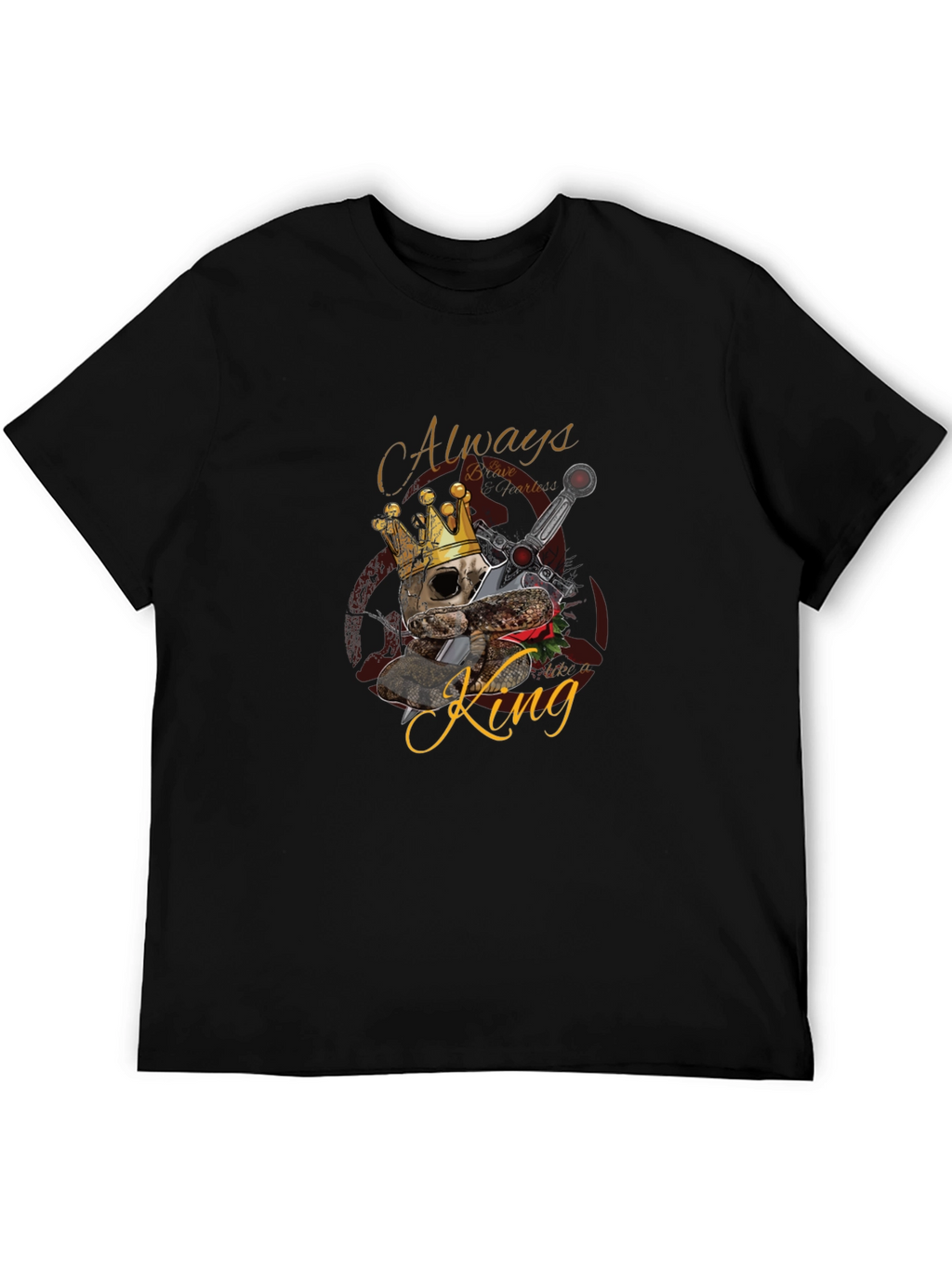 King Skull Graphic Black T-Shirt