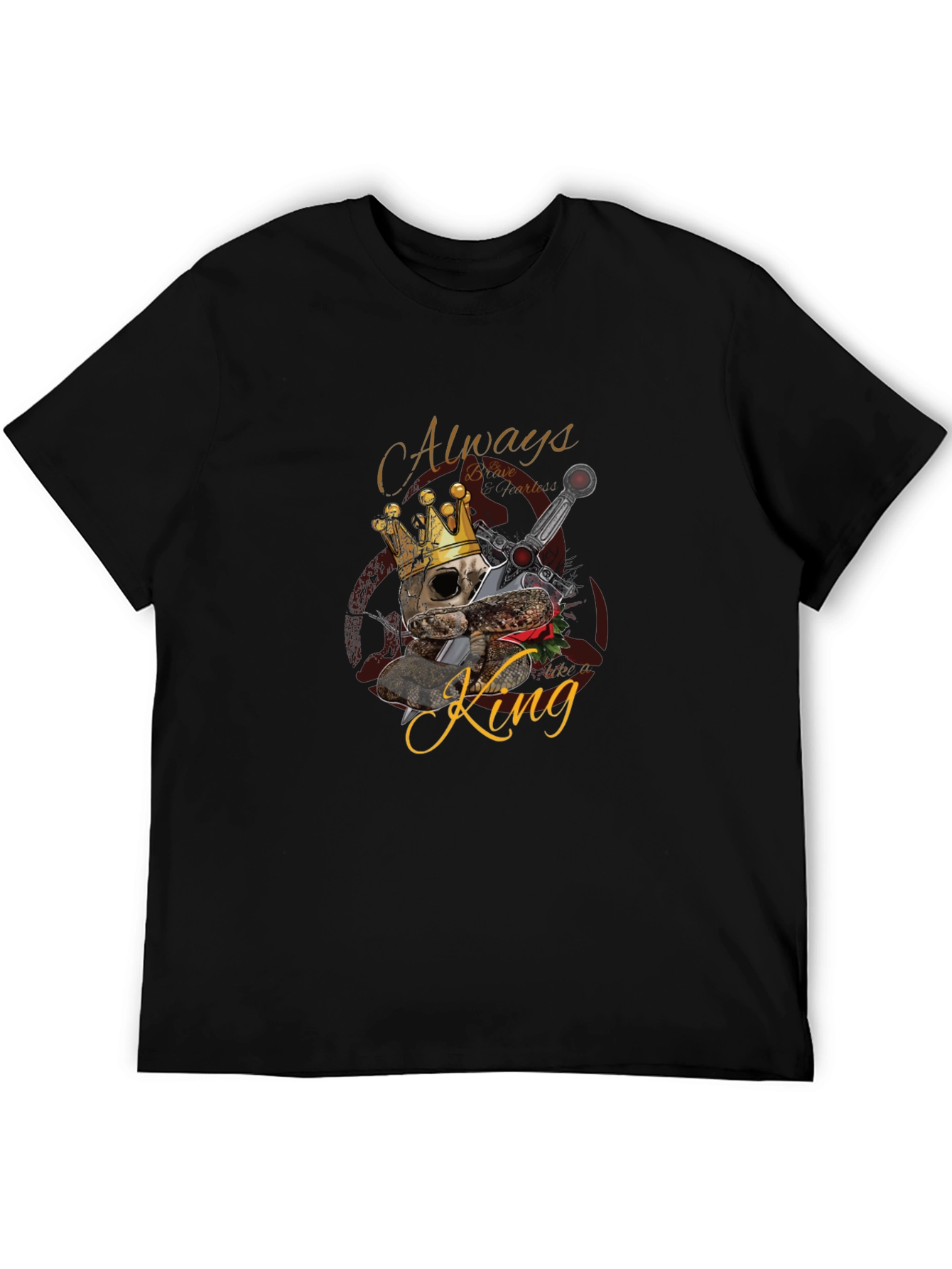 King Skull Graphic Black T-Shirt