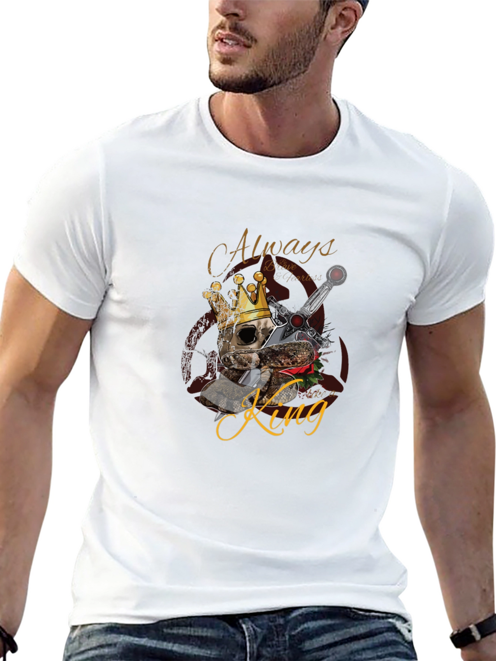 King Skull Graphic Black T-Shirt