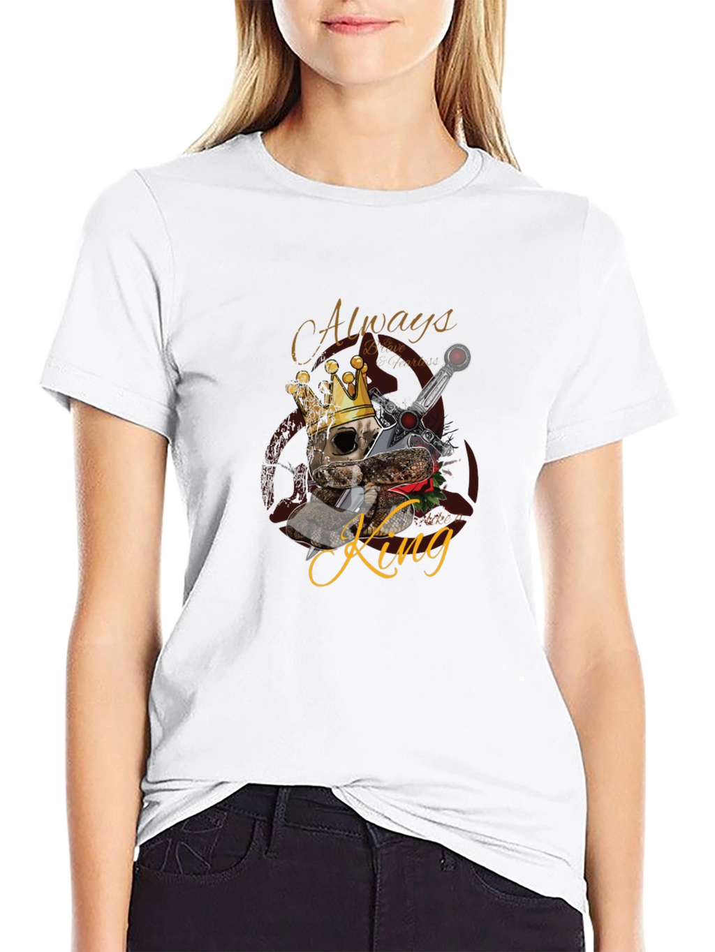 King Skull Graphic Black T-Shirt