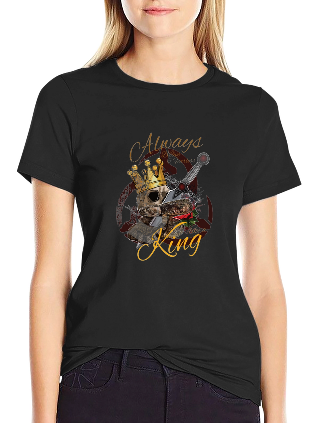 King Skull Graphic Black T-Shirt