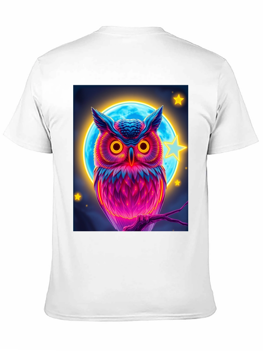 Neon Owl Graphic Tee - Stylish Mens Black T-Shirt