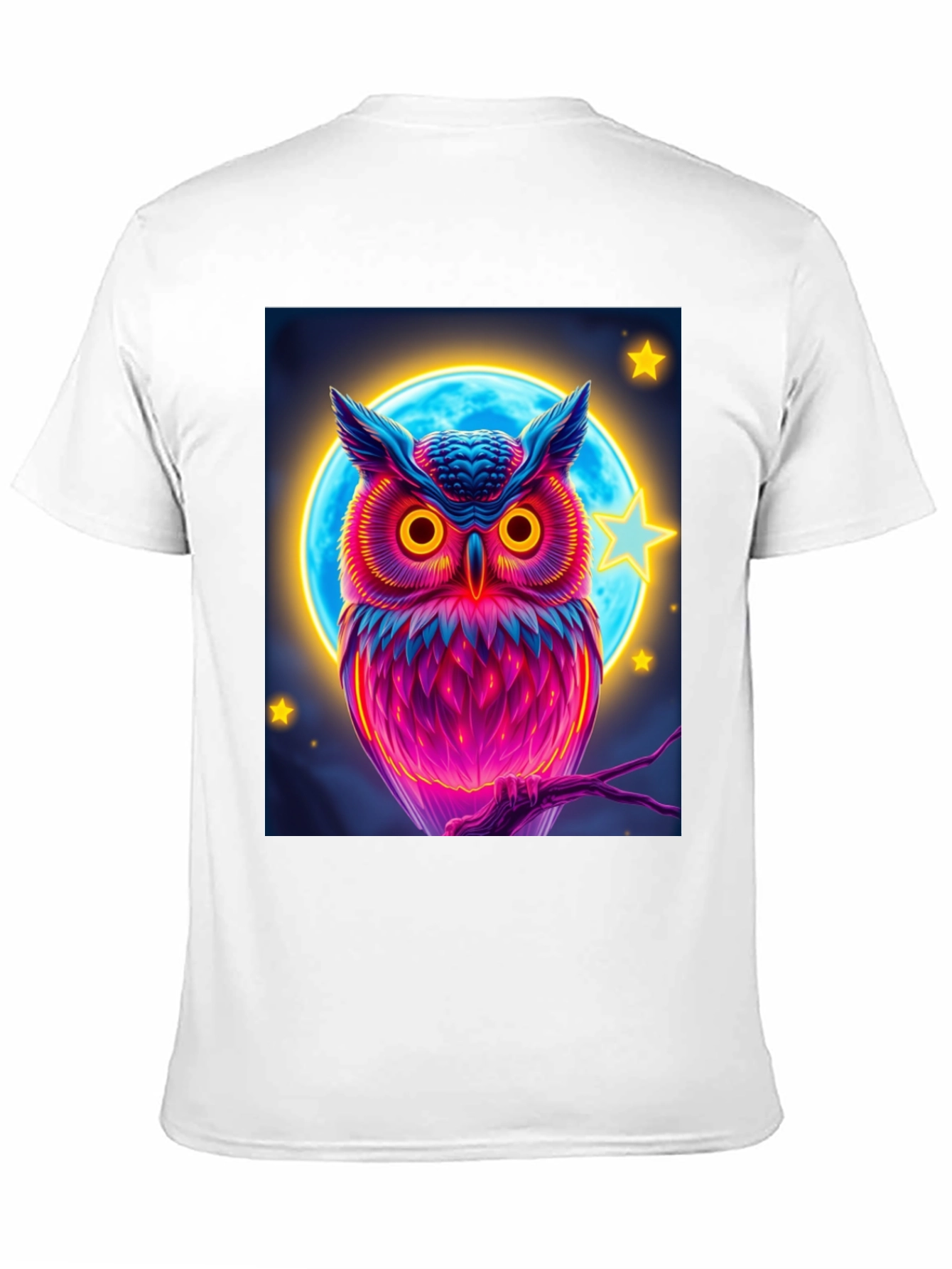 Neon Owl Graphic Tee - Stylish Mens Black T-Shirt