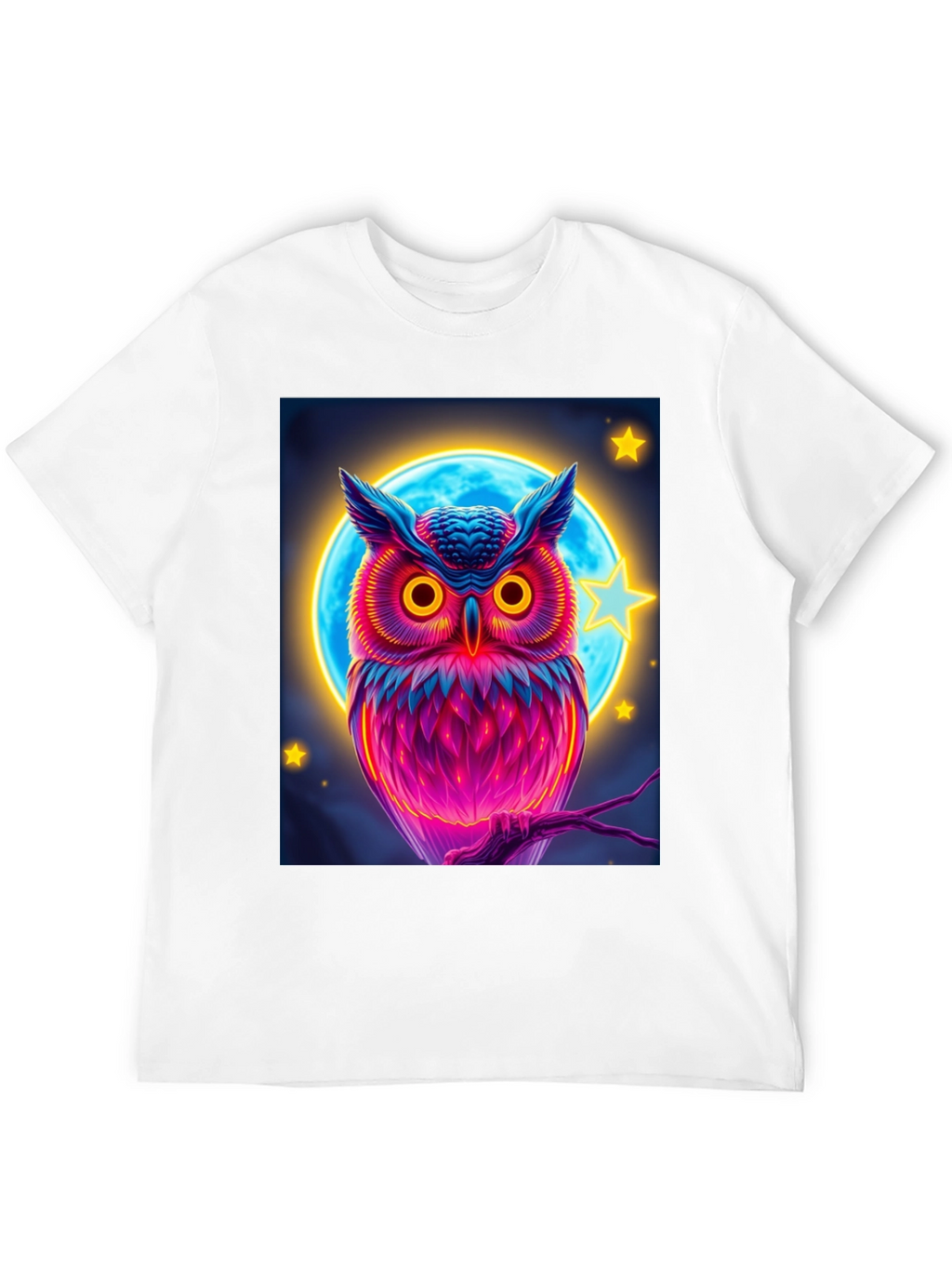 Neon Owl Graphic Tee - Stylish Mens Black T-Shirt