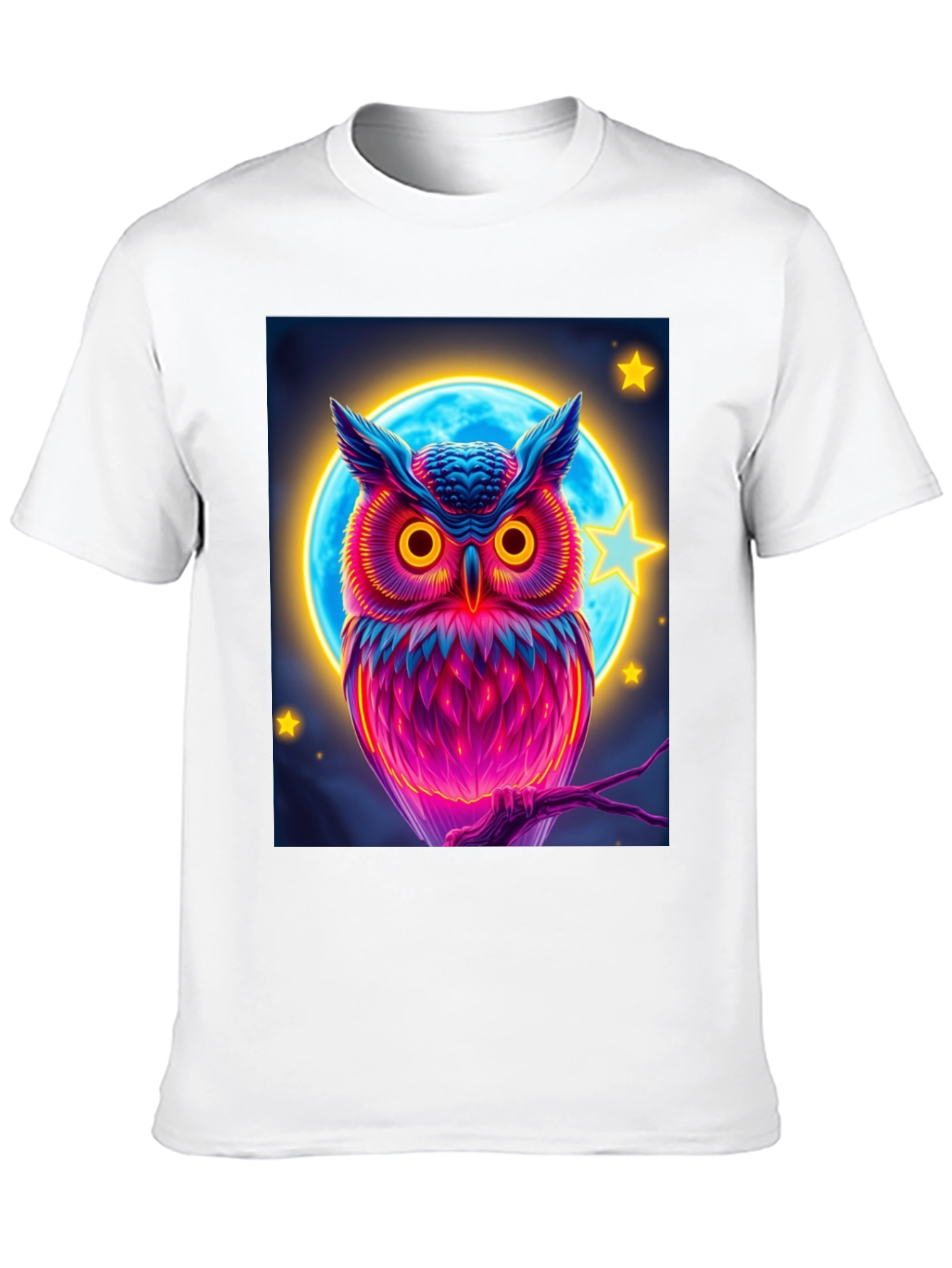 Neon Owl Graphic Tee - Stylish Mens Black T-Shirt