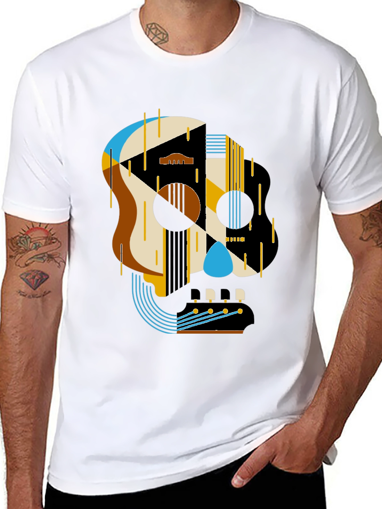 Geometric Skull Guitar T-Shirt