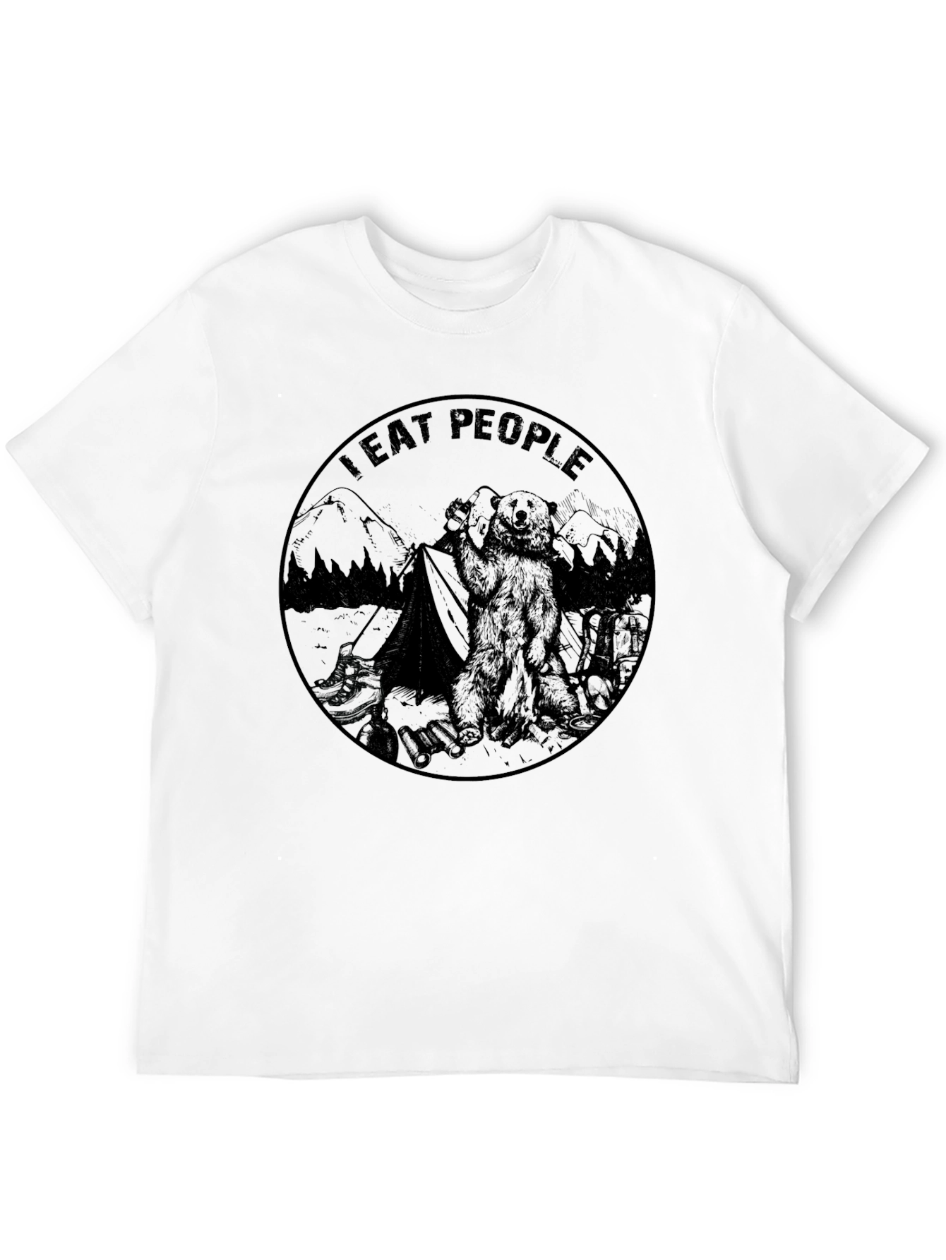 I Eat People Bear Graphic Tee - Black