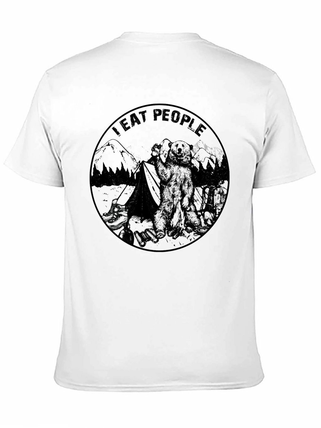 I Eat People Bear Graphic Tee - Black