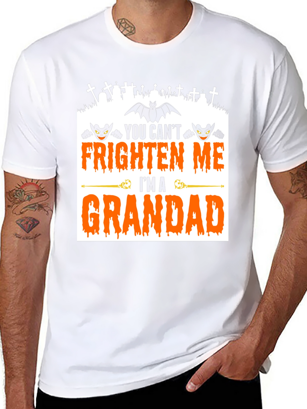 Grandad Halloween T-Shirt - You Cant Frighten Me!