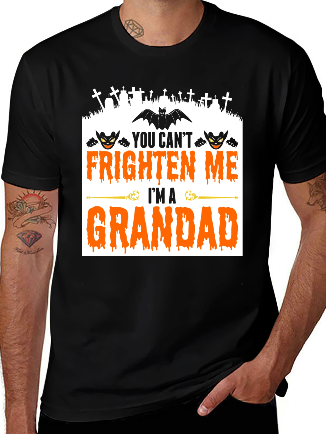 Grandad Halloween T-Shirt - You Cant Frighten Me!