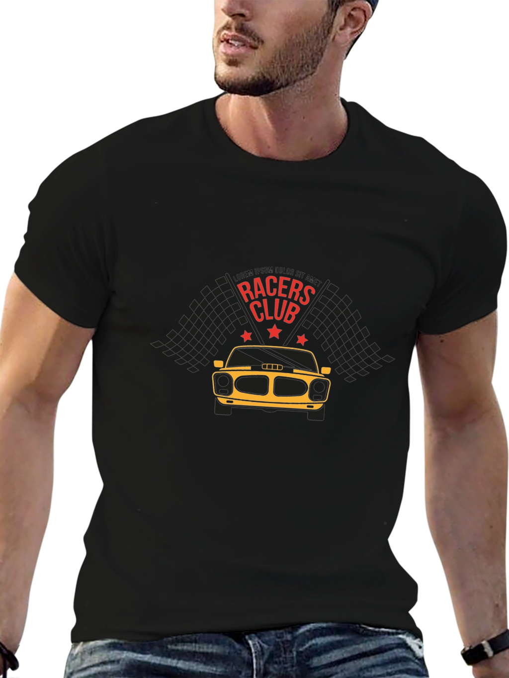Racers Club Graphic Tee - Black Cotton Blend
