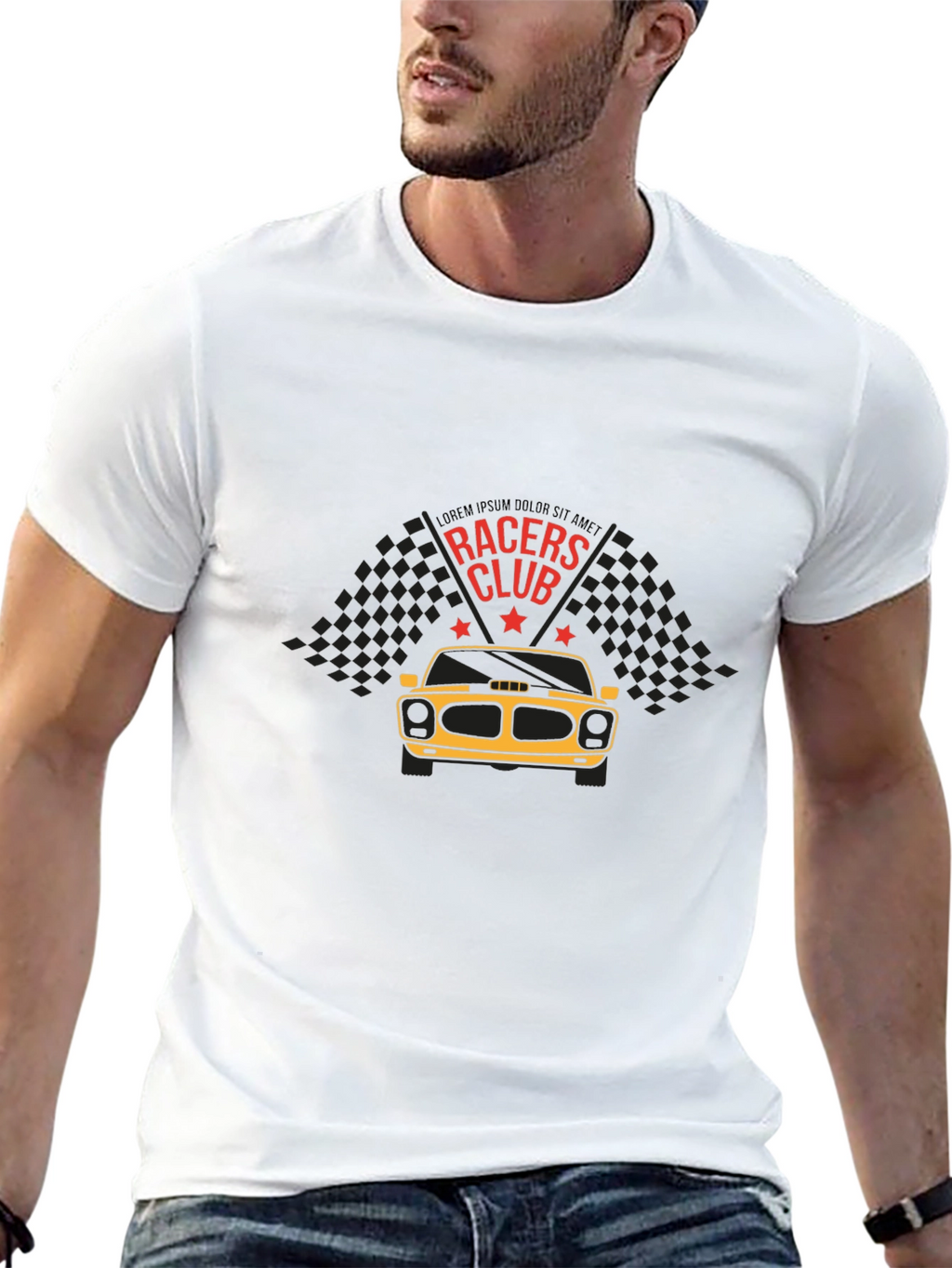 Racers Club Graphic Tee - Black Cotton Blend