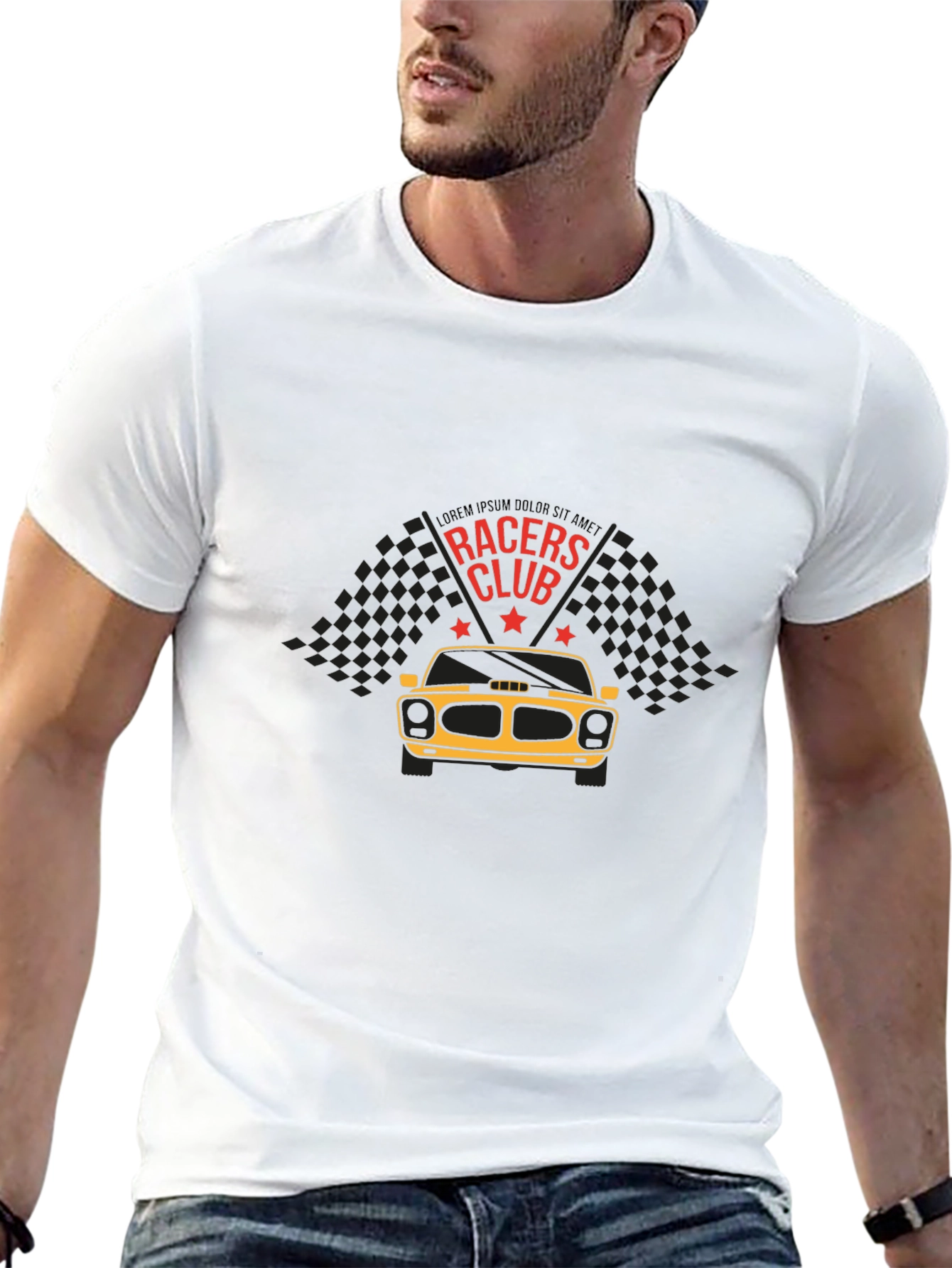 Racers Club Graphic Tee - Black Cotton Blend