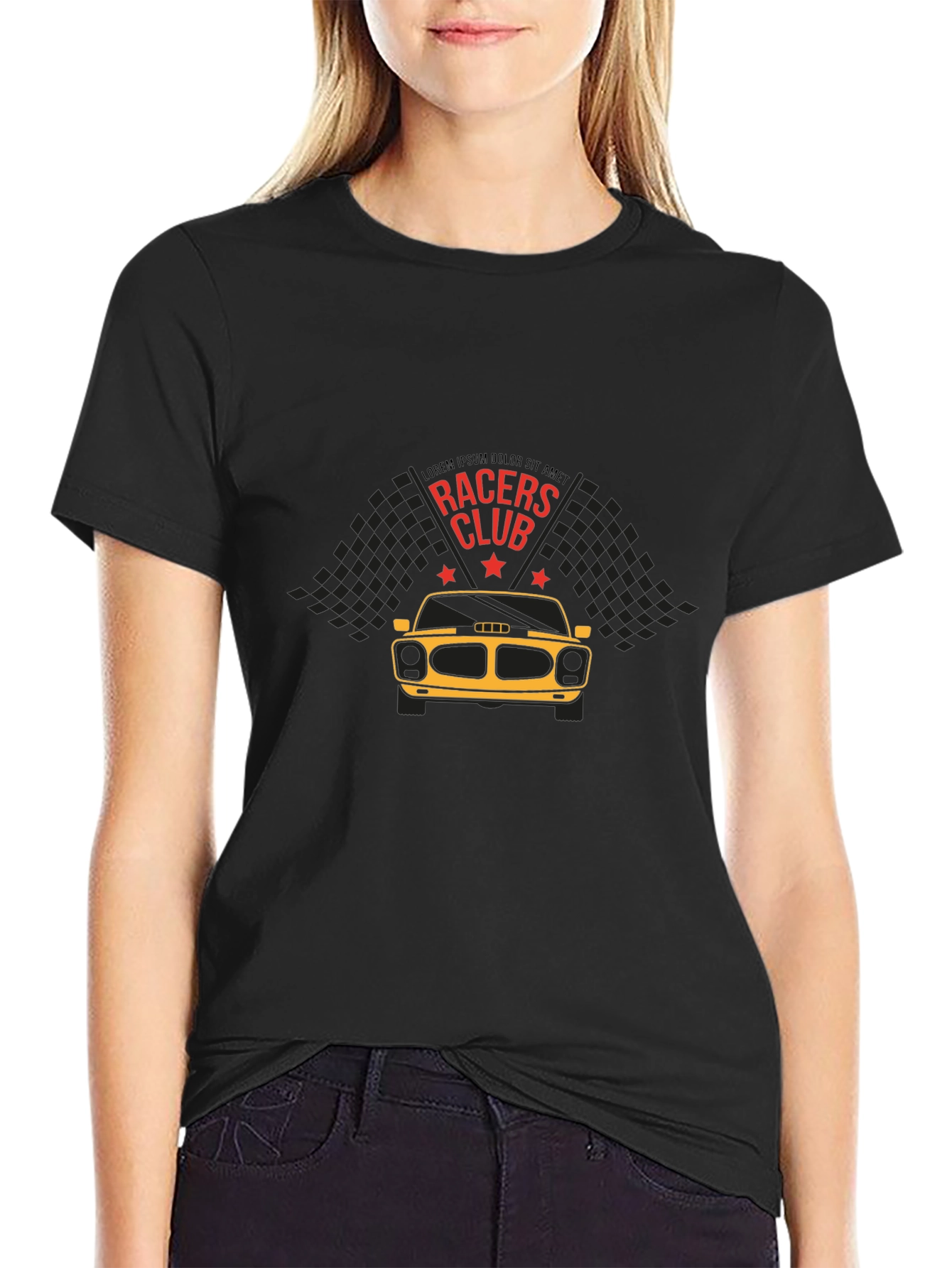 Racers Club Graphic Tee - Black Cotton Blend
