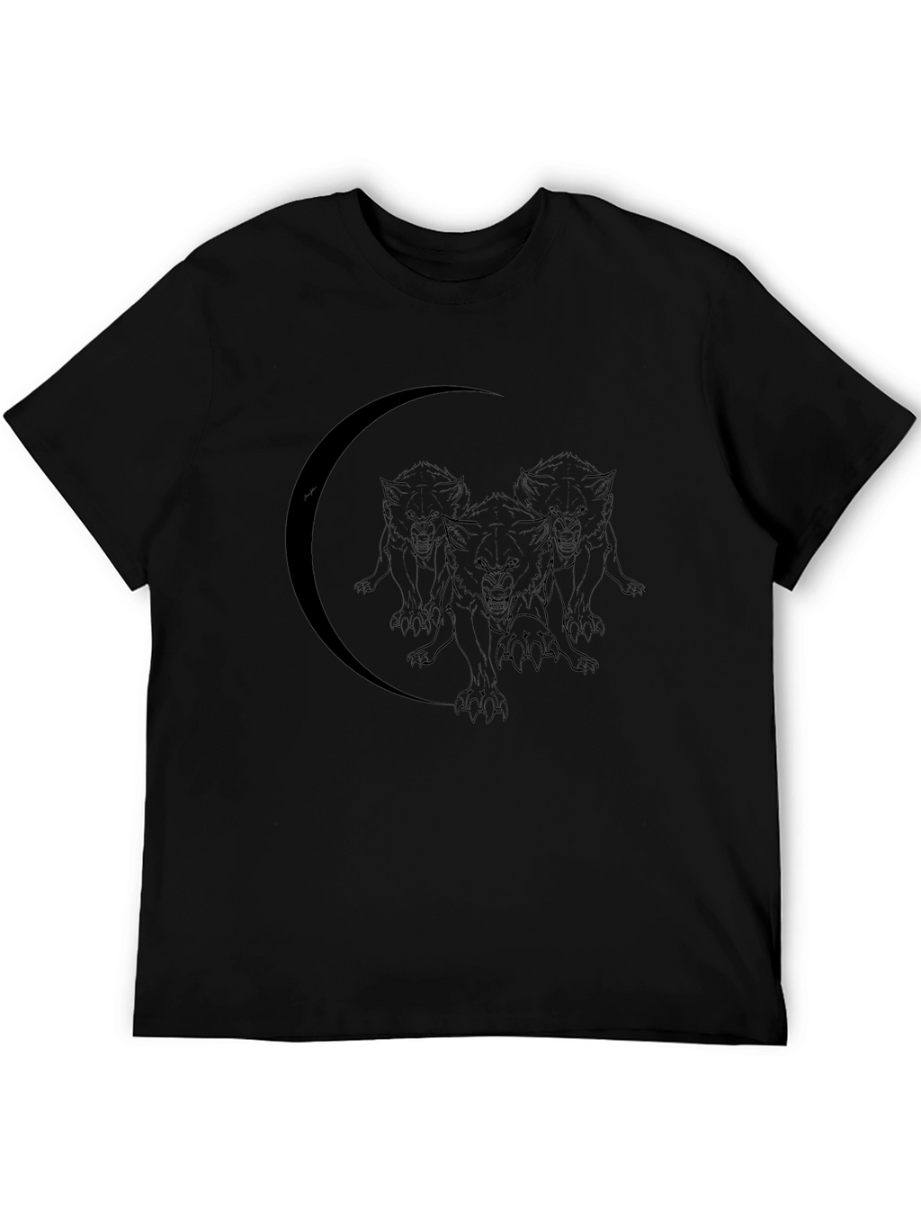 Wolf Pack Moon Graphic Black T-Shirt
