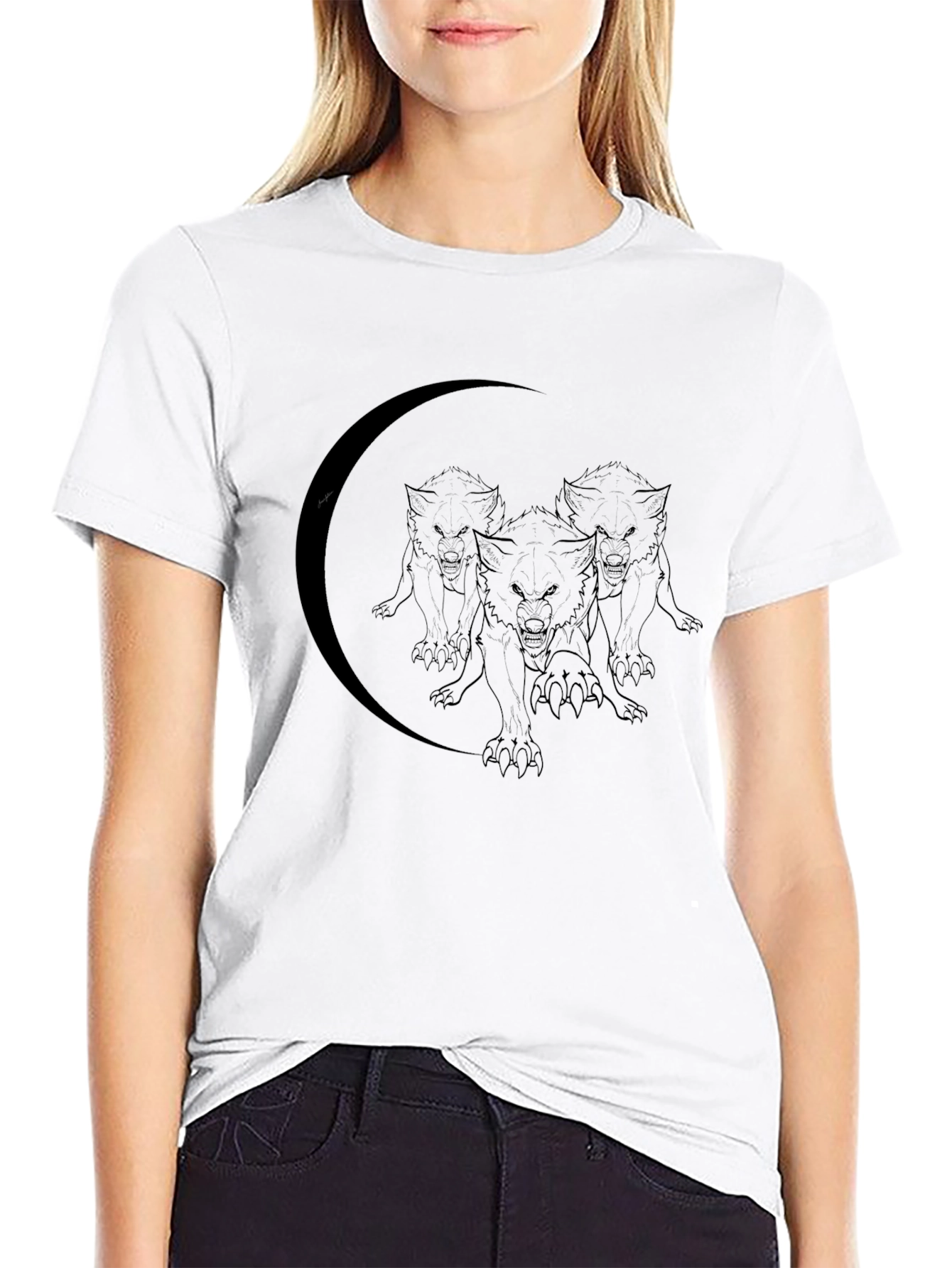 Wolf Pack Moon Graphic Black T-Shirt