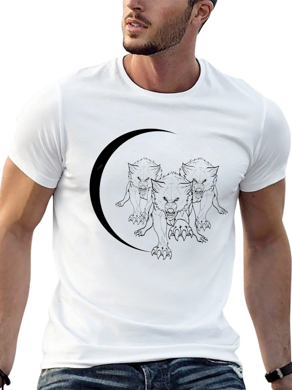 Wolf Pack Moon Graphic Black T-Shirt
