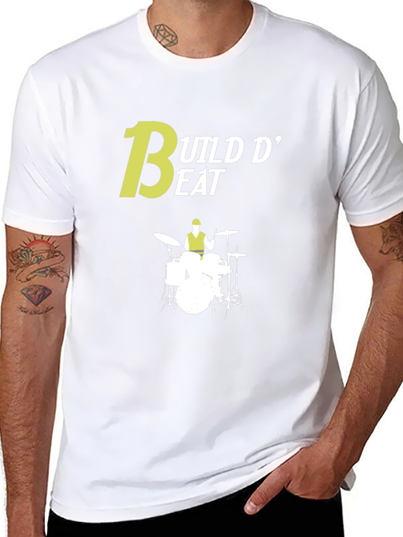 Build D Beat Drummer T-Shirt - Music Lover Tee