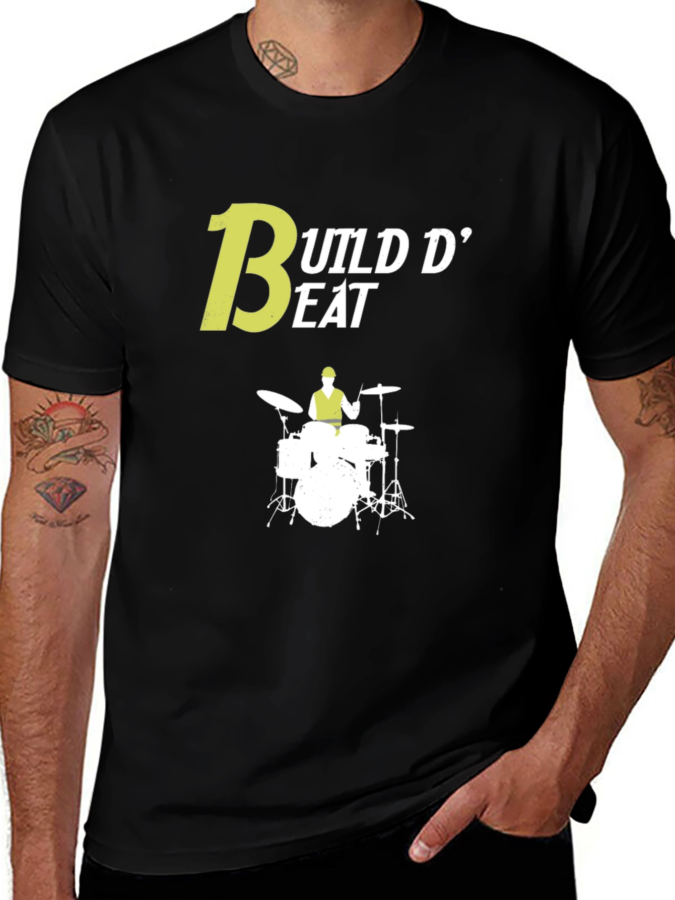 Build D Beat Drummer T-Shirt - Music Lover Tee