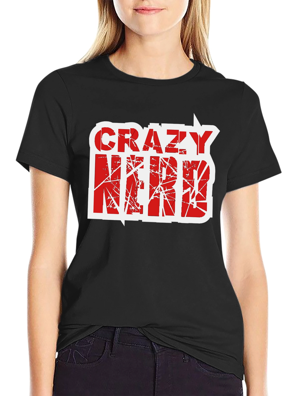 Crazy Nerd Graphic T-Shirt - Black