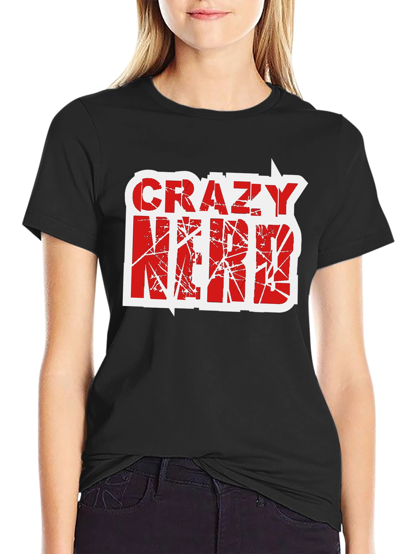 Crazy Nerd Graphic T-Shirt - Black